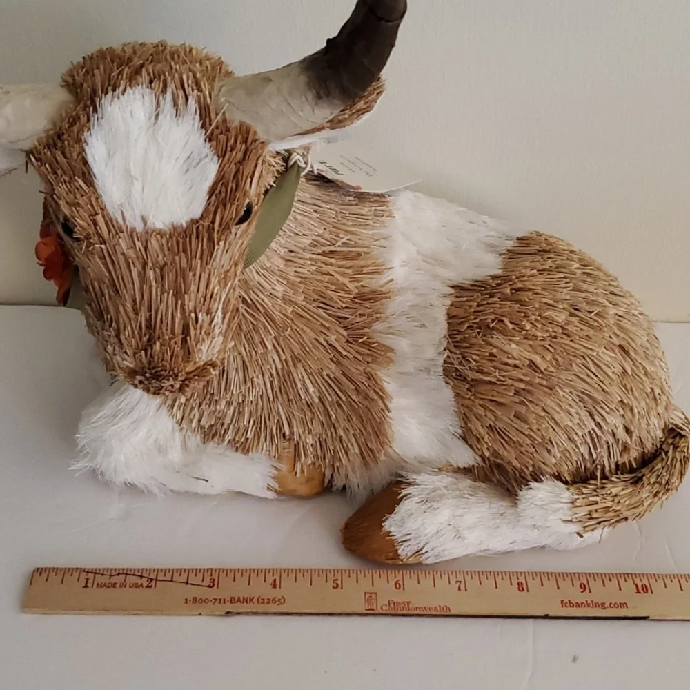 Vintage Pier 1 Fall Hank The Longhorn Farm Straw Animal